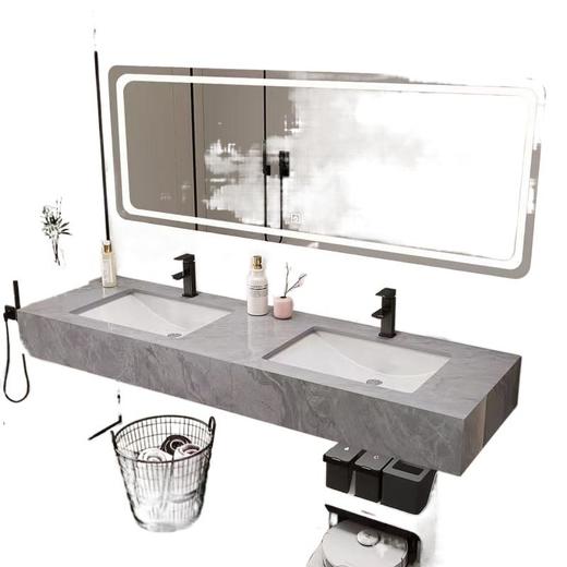 洗手盆双人浴室柜组合台双盆卫生间洗脸盆组合轻奢大理石柜洗漱 商品图3