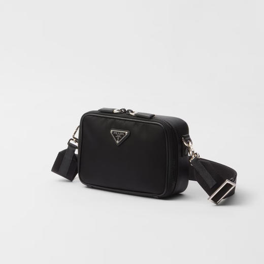 PRADA 普拉达 男士 Re-Nylon 和 Saffiano 皮革珐琅金属三角形徽标子母单肩包 黑色 2VH070 2DMH F0002 XMP 商品图1