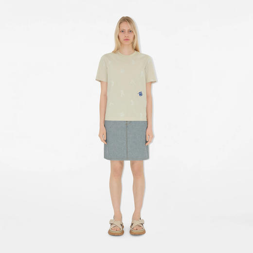 BURBERRY 巴宝莉 女士马术骑士徽标棉质圆领短袖T恤 米色 8092934 C1160 商品图1