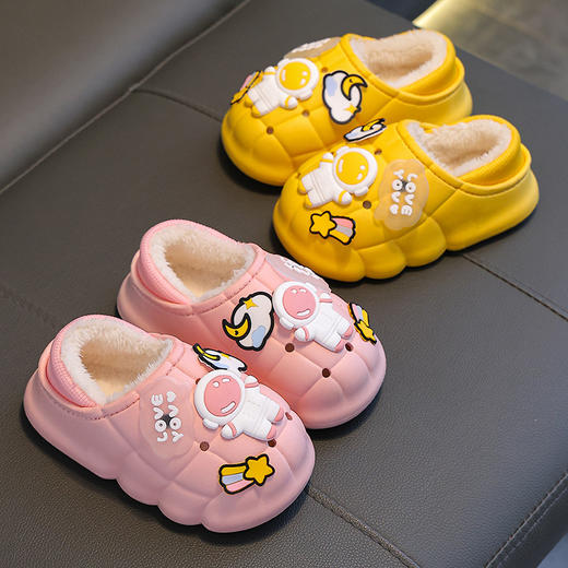 冬季儿童棉拖鞋男女童防滑保暖加绒居家包跟宝宝外穿小孩毛毛棉鞋 商品图2