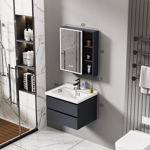 镜柜洗脸盆洗漱卫生间智能实木浴室柜洗手盆陶瓷太空 商品图1