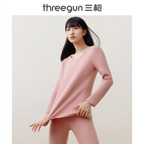 Threegun三枪 【轻薄暖绒】圆领女内衣套-24028D021