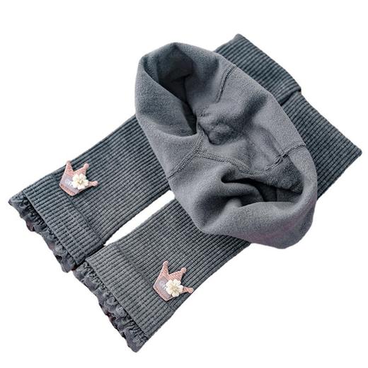 【儿童秋冬打底裤，加绒加厚精梳棉】薄绒秋冬女童打底裤外穿 婴儿绒洋气宝宝 儿童磨毛皇冠九分长袜裤-QQ 商品图4