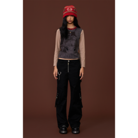 GOODBAI GOODEES漫画封面女孩图案拼色长袖T恤