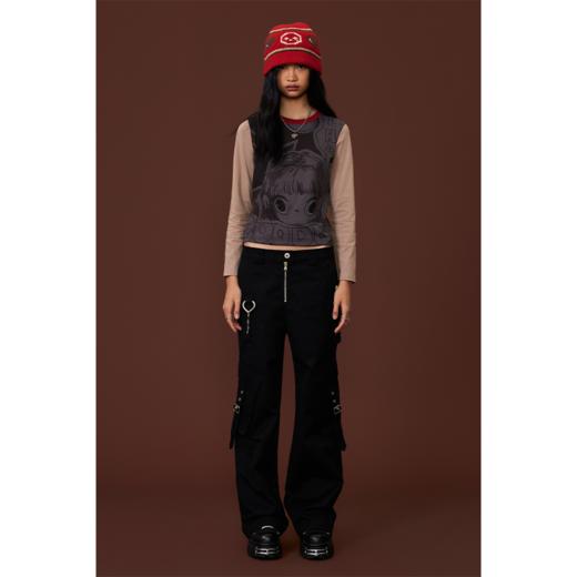 GOODBAI GOODEES漫画封面女孩图案拼色长袖T恤 商品图0