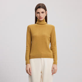 【高领绞花羊绒衫】羊绒世家秋冬女士新品100%山羊绒绞花保暖毛衣