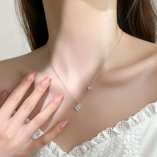 【冰晶四叶草】S925银四叶草微镶锆石项链【JHY-N001779B】 商品图2