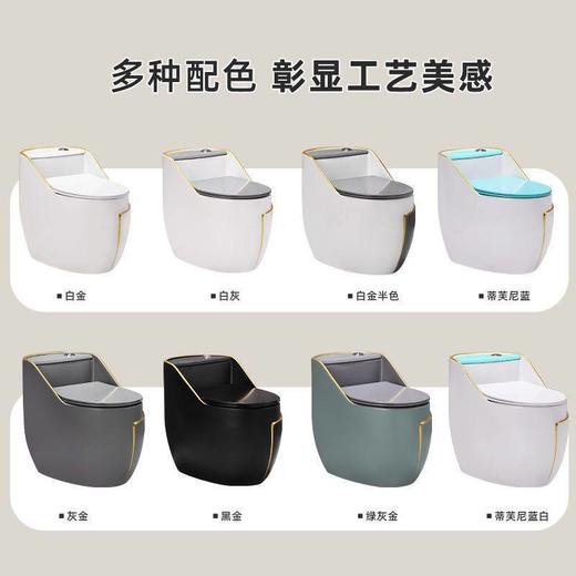 卫生间静音大坐便器灰色个性节水马桶陶瓷管道轻奢虹吸式家用 商品图1