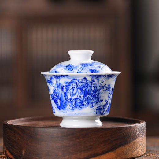 铭墨-竹林七贤二才盖碗 商品图0