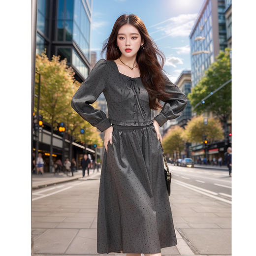 奢姿大码女装2024秋季减龄波点方领两件套胖妹妹木耳边时尚套装9943955453 商品图1