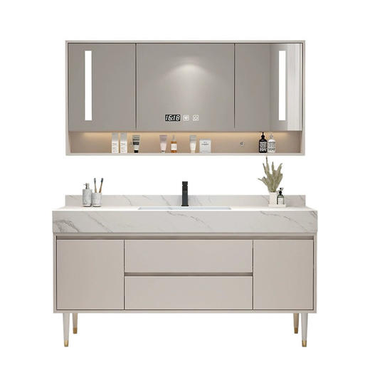 台岩板浴室柜柜双盆洗漱卫生间洗手盆一体组合洗脸池 商品图4