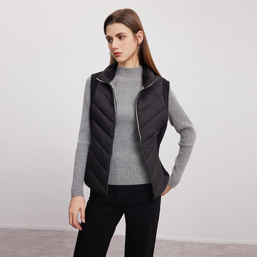 【女士无袖羽绒背心】24年秋冬新品女士90白鹅绒无袖鹅绒服纯色休闲立领外套 商品图2
