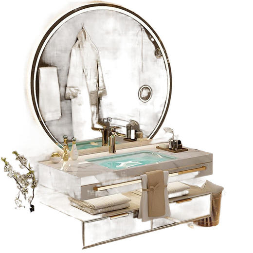 岩板卫浴洗脸台双盆轻奢组合洗手台台卫生间一体洗漱柜盆浴室柜柜 商品图4