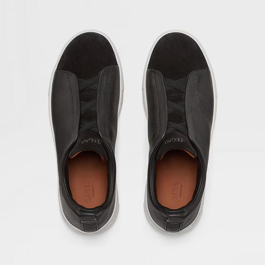 ZEGNA 杰尼亚 男士皮革和绒面革 Triple Stitch™ 低帮休闲运动鞋 黑色 LHRHS S4667Z NER 商品图1