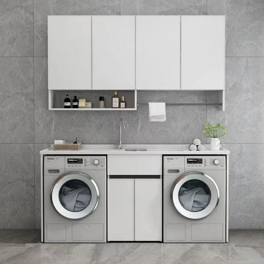 厂家洗衣机组合柜烘干机阳台柜排放太空洗衣衣柜铝洗并一体池 商品图0