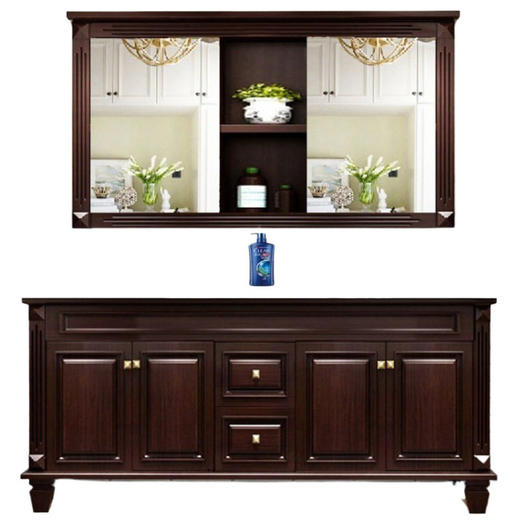 镜柜1.6中式洗手台现代智能米橡木盆岩板浴室柜新卫生间美式轻奢 商品图4