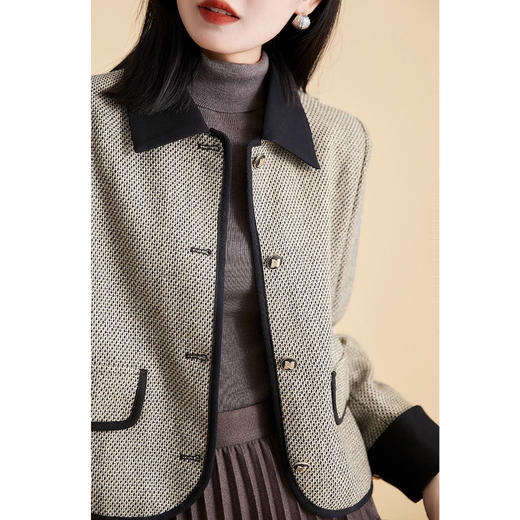 【高货ayts】全新升级【铂金会员321/天猫429/差价108】(13354) 洛诗琳气质羊毛小香风外套高级感粗花呢翻领短外套女士秋天通勤女装春秋 商品图1