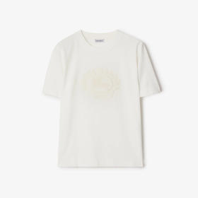 BURBERRY 巴宝莉 女士马术骑士徽标棉质圆领短袖T恤 白色 8093651 B8764