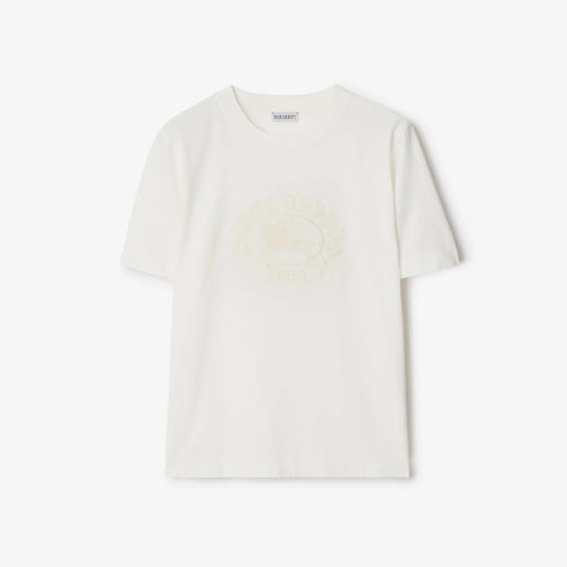 BURBERRY 巴宝莉 女士马术骑士徽标棉质圆领短袖T恤 白色 8093651 B8764 商品图0