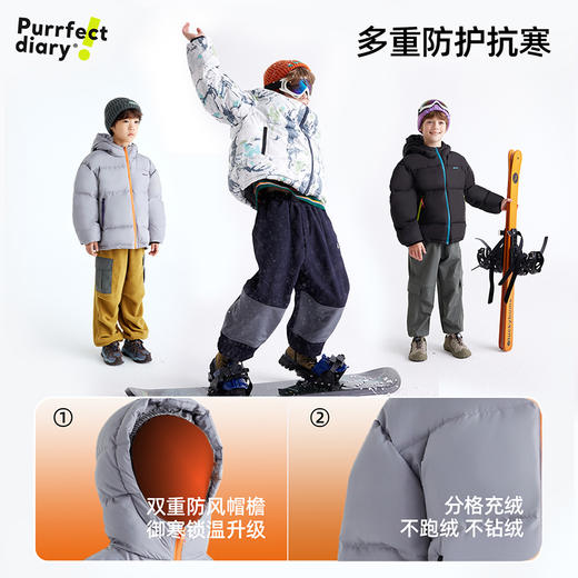 *【咕噜日记】【年末清仓，1件不剩】【金标绒】 高于国际标准】儿童户外满印防风羽绒服 PDWT2417 商品图1