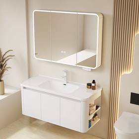 圆角组合浴室柜蜂窝侧格洗漱卫生间一体洗手池陶瓷铝太空台盆加厚