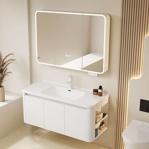 圆角组合浴室柜蜂窝侧格洗漱卫生间一体洗手池陶瓷铝太空台盆加厚 商品图0