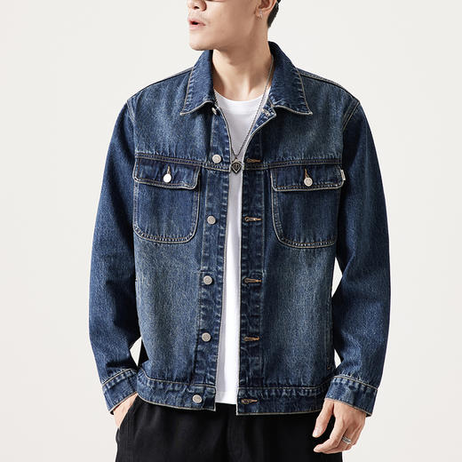 【新款DQ】大依优型大码牛仔外套新款牛仔衣青年百搭上衣潮款加肥加大胖子潮流 商品图0