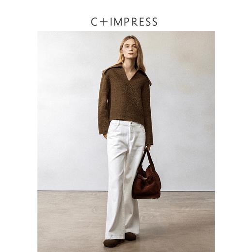 西嘉羊驼圈圈毛 大翻领套头短款减龄双面尼外套女2024秋冬新上新(货号::WT2404007) 商品图3