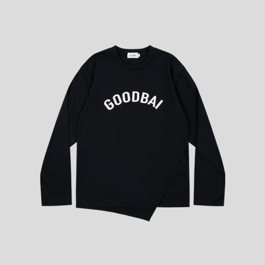 GOODBAI logo印花圆领不规则长袖T恤 商品图3