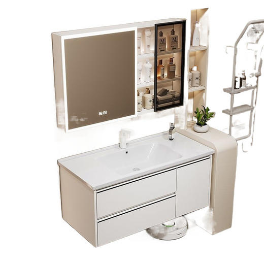 洗漱一体陶瓷太空蜂窝阳台铝全洗手洗脸盆铝卫生间浴室柜组合 商品图3