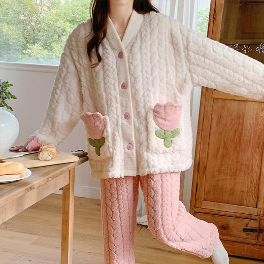 冬天【珊瑚绒月子服】冬季产后孕妇睡衣 春秋冬款产妇哺乳睡衣套装 商品图12