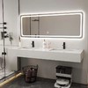 悬浮浴室柜组合洗脸盆卫生间公共大理石洗手盆洗脸池双盆 商品缩略图1