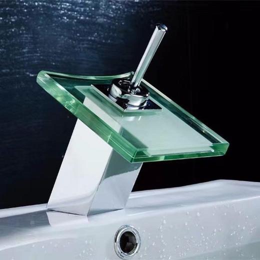 单孔洗手面盆艺术脸盆瀑布卫生间全铜台盆水龙头玻璃创意冷热家用 商品图2
