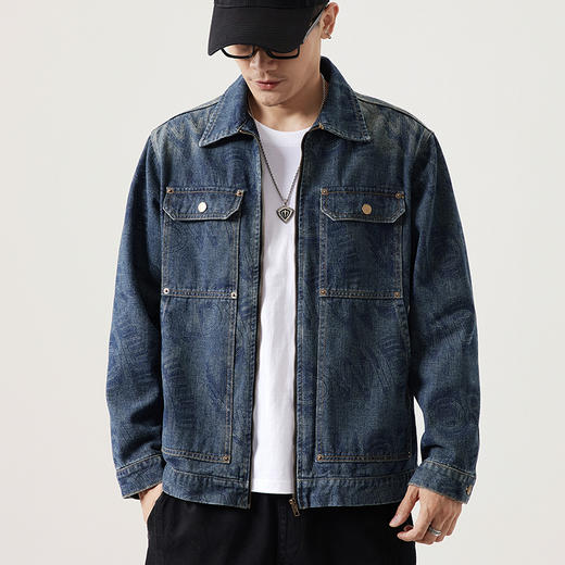 【新款DQ】大依优型大码牛仔外套新款牛仔衣青年百搭上衣潮款加肥加大胖子潮流 商品图5