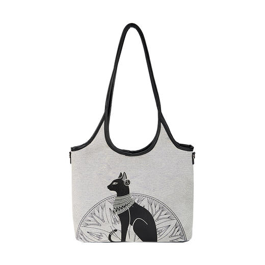 大英博物馆 盖亚·安德森猫系列 通勤托特包 单肩包 灰色 商品图4