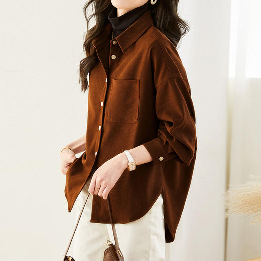 馥迦随性复古加厚灯芯绒衬衫 商品图5