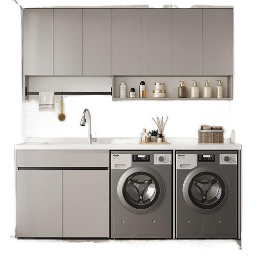 厂家洗衣机组合柜烘干机阳台柜排放太空洗衣衣柜铝洗并一体池 商品图4