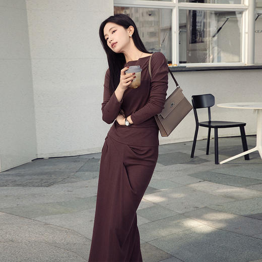 【顺丰包邮】99108 洛诗琳秋季新款气质修身羊毛上衣半裙两件套61050 商品图2