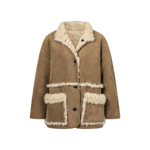 HeyDress复古皮毛一体外套女秋冬麂皮绒宽松保暖两面穿皮草大衣 商品图4