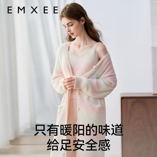 【家居服专场】嫚熙秋冬仿貂毛半边绒女士三件套自胸垫款吊带睡衣保暖加绒家居服 商品图3
