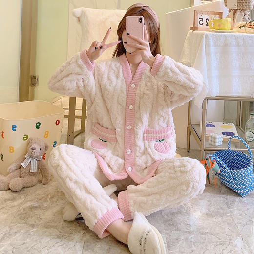 冬天【珊瑚绒月子服】冬季产后孕妇睡衣 春秋冬款产妇哺乳睡衣套装 商品图9