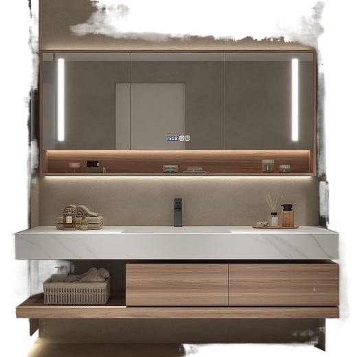 盆洗脸池卫生间组合风岩板台柜洗手盆一体奶油洗漱设计师浴室柜 商品图4