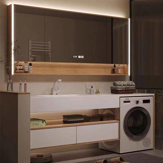 洗衣机台柜洗脸盆卫生间洗手岩板浴室柜一体一体现代防潮洗漱 商品图0