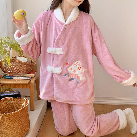 冬天【珊瑚绒月子服】冬季产后孕妇睡衣 春秋冬款产妇哺乳睡衣套装 商品图6