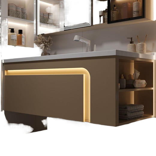 一体式台面陶瓷铝浴室柜防水洗漱全太空蜂窝池洗手卫生间脸盆 商品图4