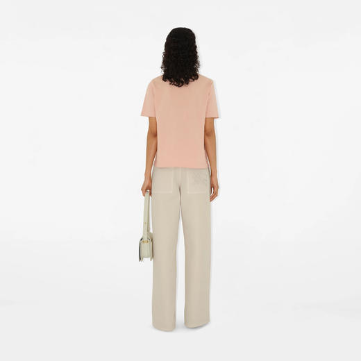 BURBERRY 巴宝莉 女士佩斯利徽标棉质圆领短袖T恤 粉色 8099834 C1542 商品图3