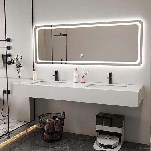 悬浮浴室柜组合洗脸盆卫生间公共大理石洗手盆洗脸池双盆 商品图0