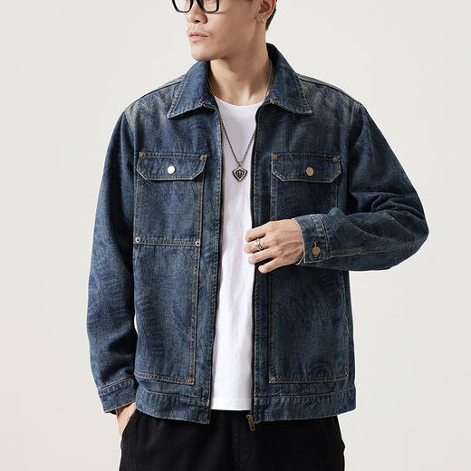 【新款DQ】大依优型大码牛仔外套新款牛仔衣青年百搭上衣潮款加肥加大胖子潮流 商品图0