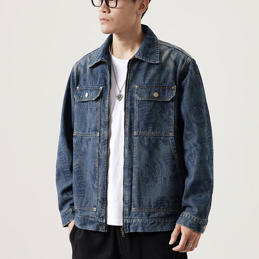 【新款DQ】大依优型大码牛仔外套新款牛仔衣青年百搭上衣潮款加肥加大胖子潮流 商品图6