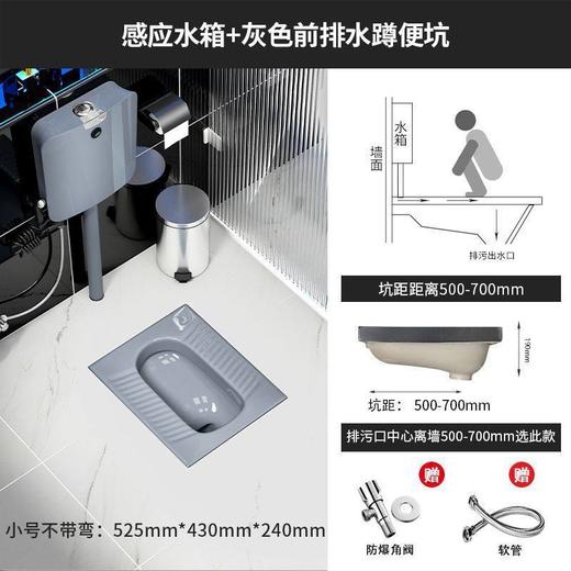 感应式陶瓷套装防臭存水灰色水箱式卫生间家用带蹲坑弯 商品图2